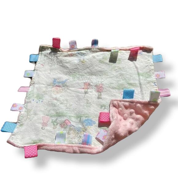 Hand Made Taggie Blanket Pink Minky Pastel Toile Soother - Picture 1 of 4